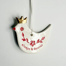 Load image into Gallery viewer, always & forever GOLD CROWN  christmas bird ornament 2025