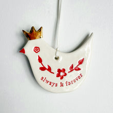 Load image into Gallery viewer, always & forever GOLD CROWN  christmas bird ornament 2025