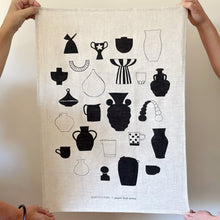 Load image into Gallery viewer, Earth & Fire tea towel - oatmeal/black