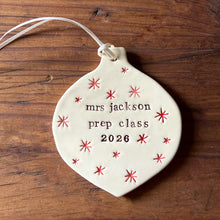 Load image into Gallery viewer, large personalised bauble ornament with stars