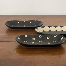 Load image into Gallery viewer, japanese black & cream ceramic - small oval dish
