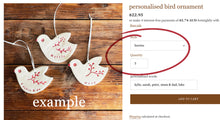 Load image into Gallery viewer, personalised bird ornament