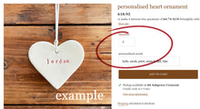 Load image into Gallery viewer, personalised heart ornament