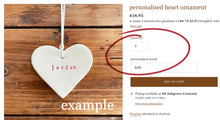 Load image into Gallery viewer, personalised heart ornament