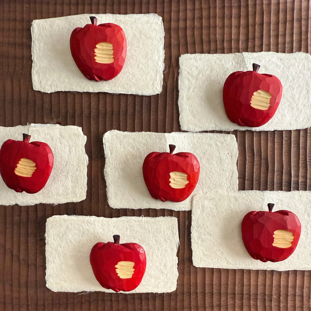 wooden apple brooch