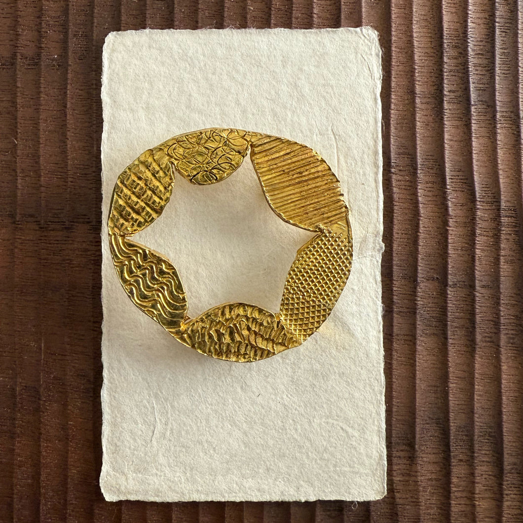 Brass round Brooch cut circle