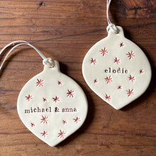 Load image into Gallery viewer, personalised bauble ornament with stars
