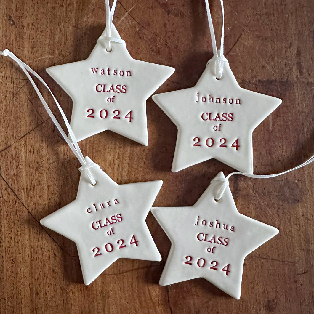 personalised CLASS OF 2024 ceramic ornament