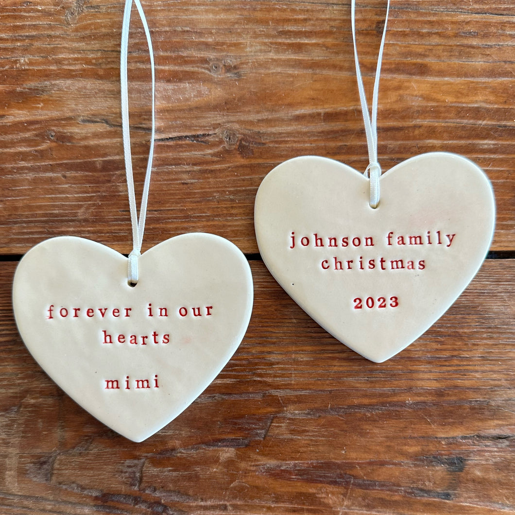 large personalised heart ornament
