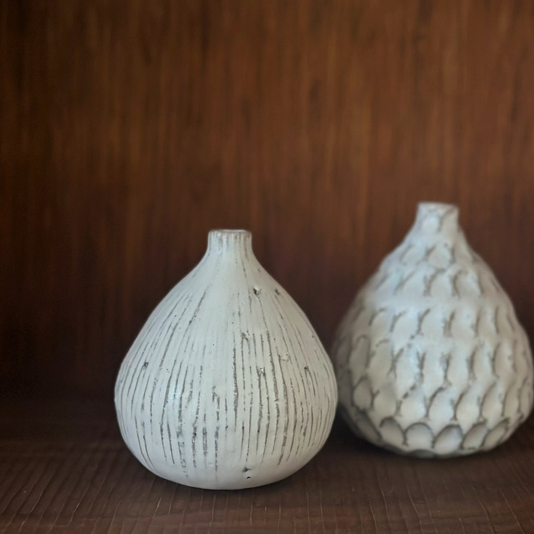 hand-built vases white