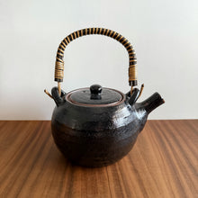 Load image into Gallery viewer, rattan-handled teapot - black
