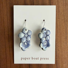 Load image into Gallery viewer, double bloom hanging earrings - washed blue
