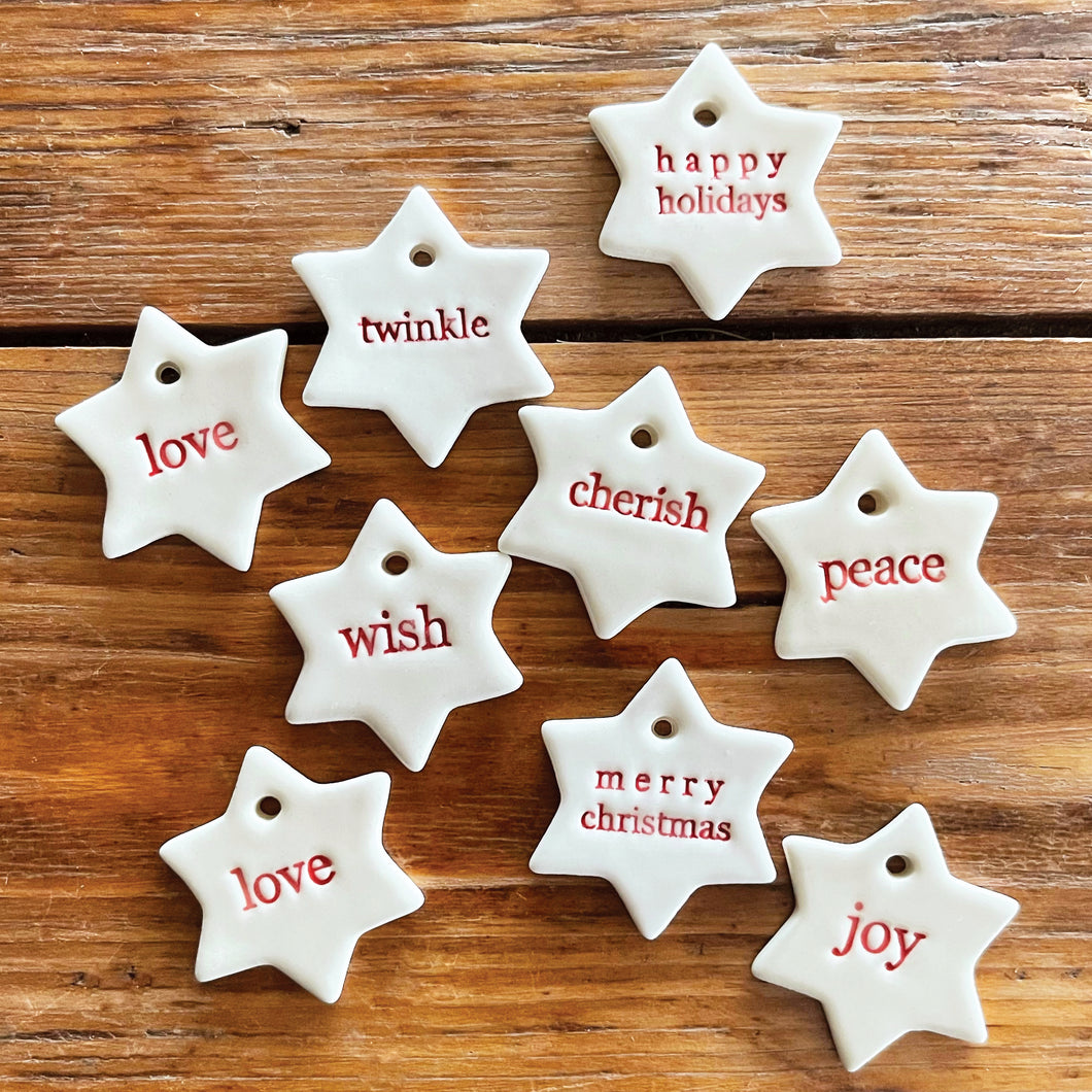 mini word star ceramic gift tag
