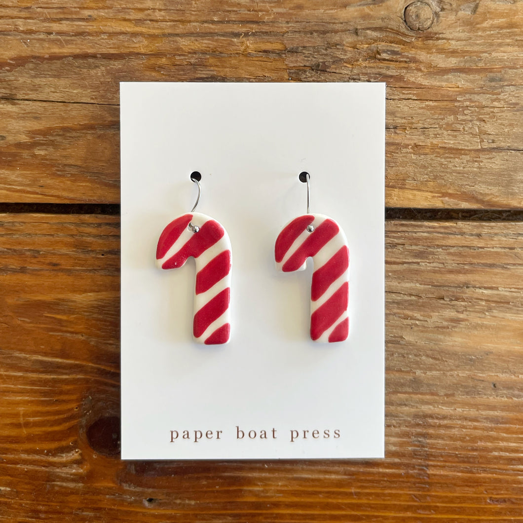candy cane hanging earrings