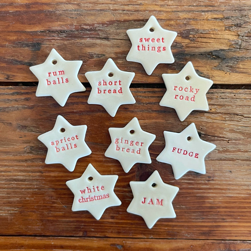mini cooking star ceramic gift tag