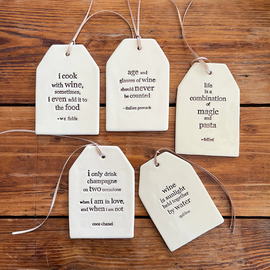 food & wine, collection of quote tags