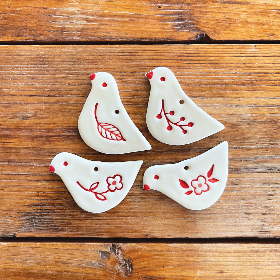 mini christmas bird ceramic gift tag