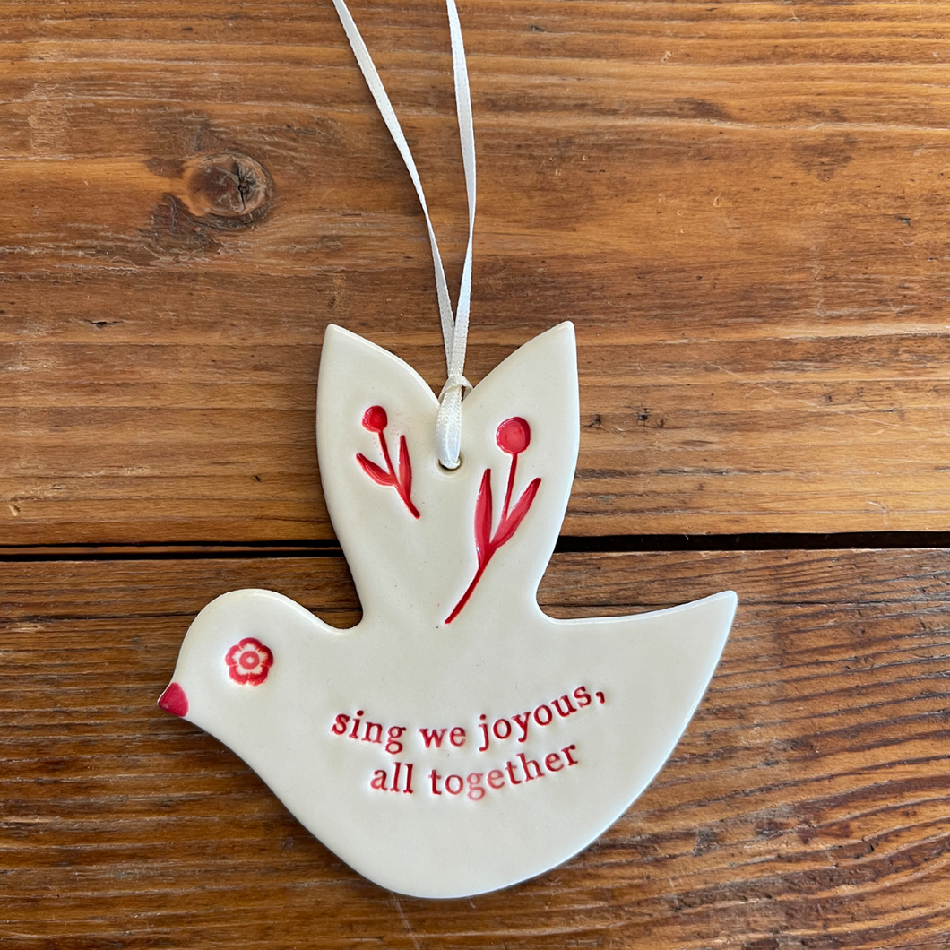 sing we joyous all together -  christmas bird ornament