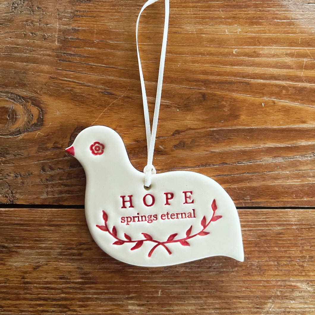hope springs eternal - christmas bird ornament