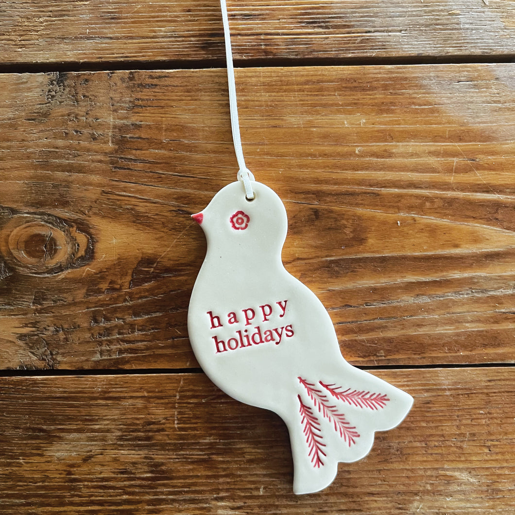 happy holidays - christmas bird ornament