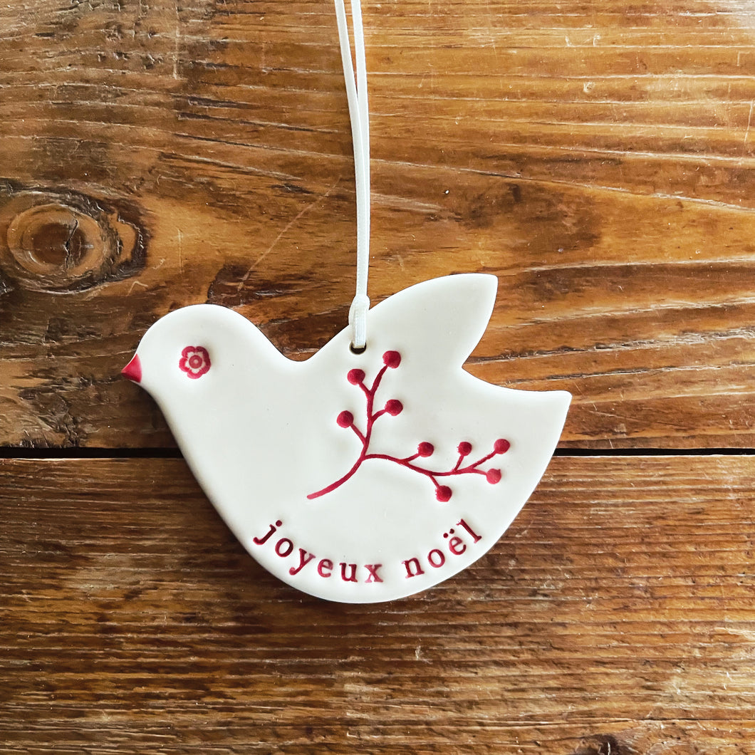 joyeux noel - christmas bird ornament