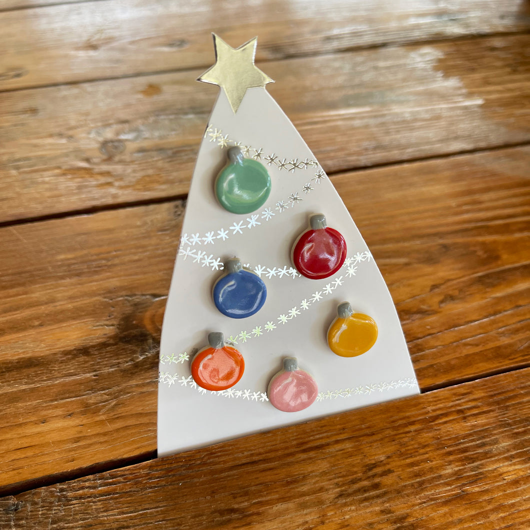 christmas bauble stud earring pack of six